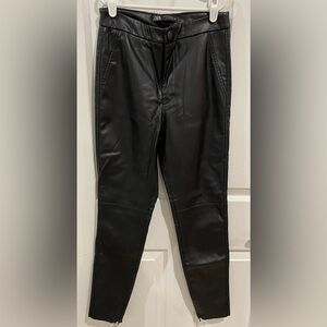ZARA Faux Leather Skinny Pants Zipper Ankles Size XS